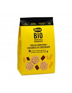 Organic semi-whole shortbread biscuit with chocolate drops 250g