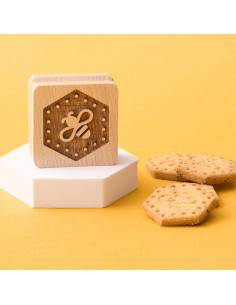 Timbro in legno per biscotti, con ape Mielizia